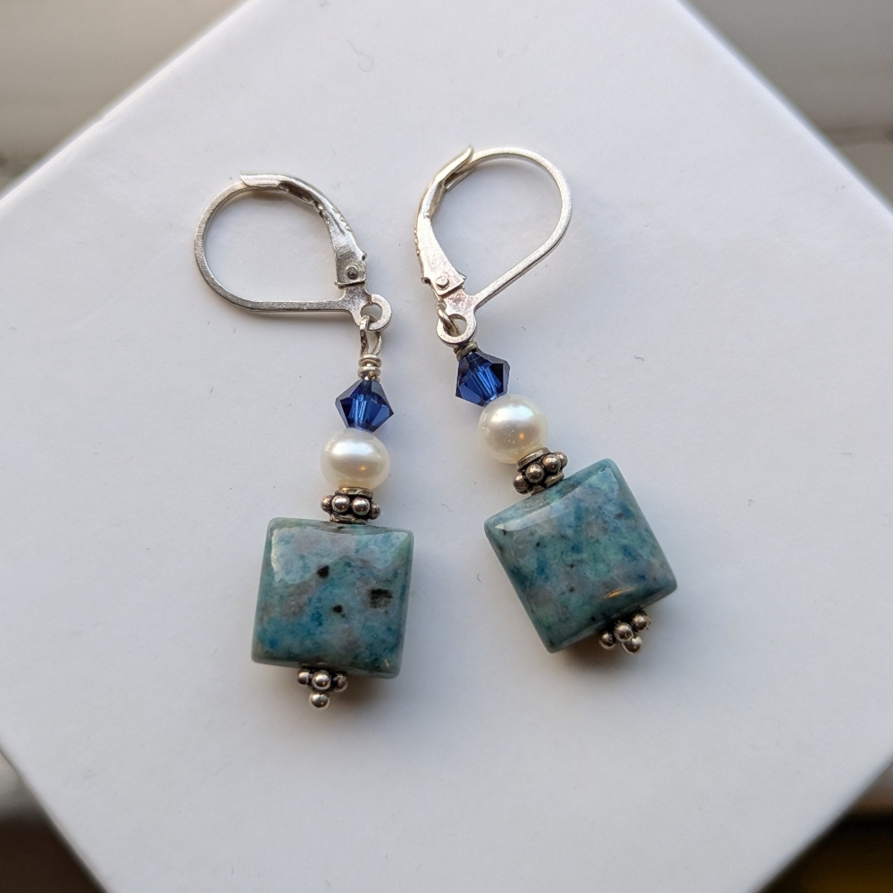 Blue and Silver Dangle Earrings